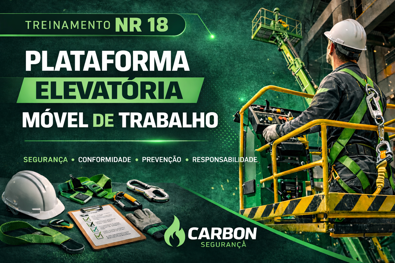 🔹NR 18 PEMT - Capacitação voltada aos profissionais que realizam atividades em plataformas de movimentação elevatória, abordando os requisitos de segurança previstos na NR 18 e boas práticas operacionais para trabalho em altura.